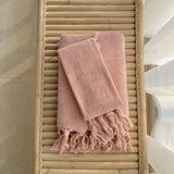Earth Tone Cotton Tassel Towel Face / Pink