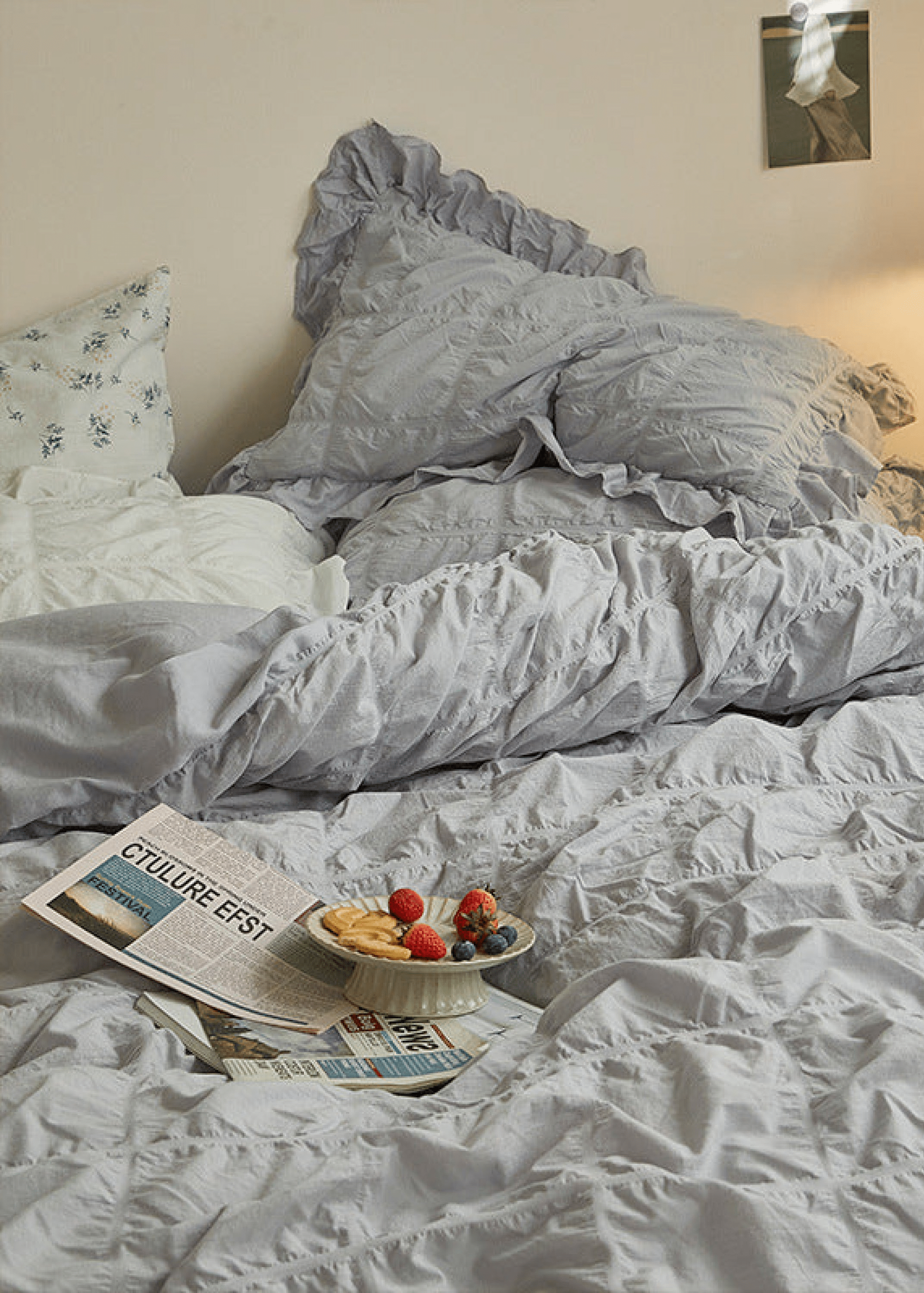  - Ever Lasting - Earth Tone Marshmallow Puff Ruffle Bedding Set / Pumpkin Brown - Bedding Set - Ever Lasting