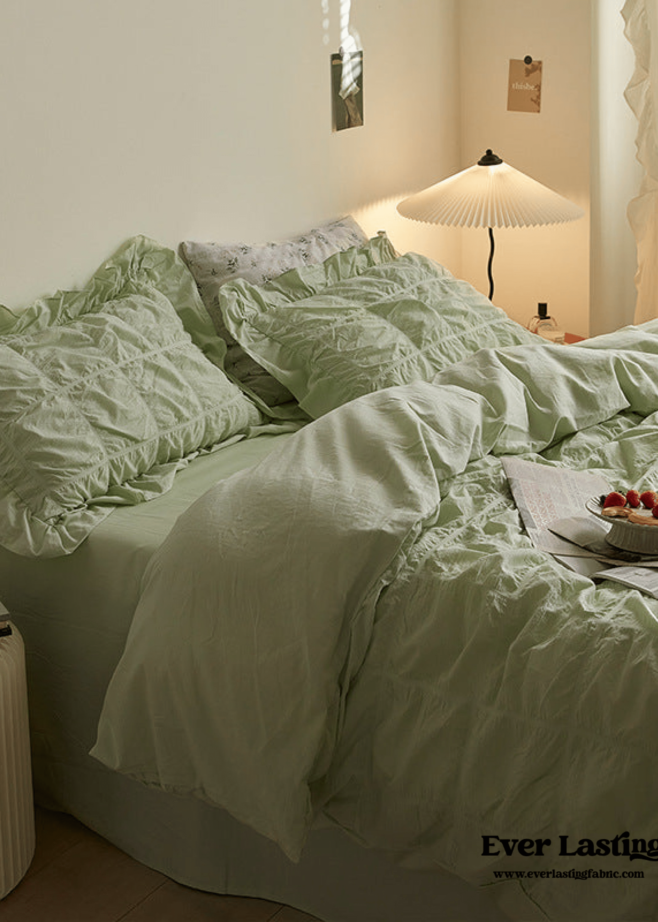  - Ever Lasting - Earth Tone Marshmallow Puff Ruffle Bedding Set / Pumpkin Brown - Bedding Set - Ever Lasting