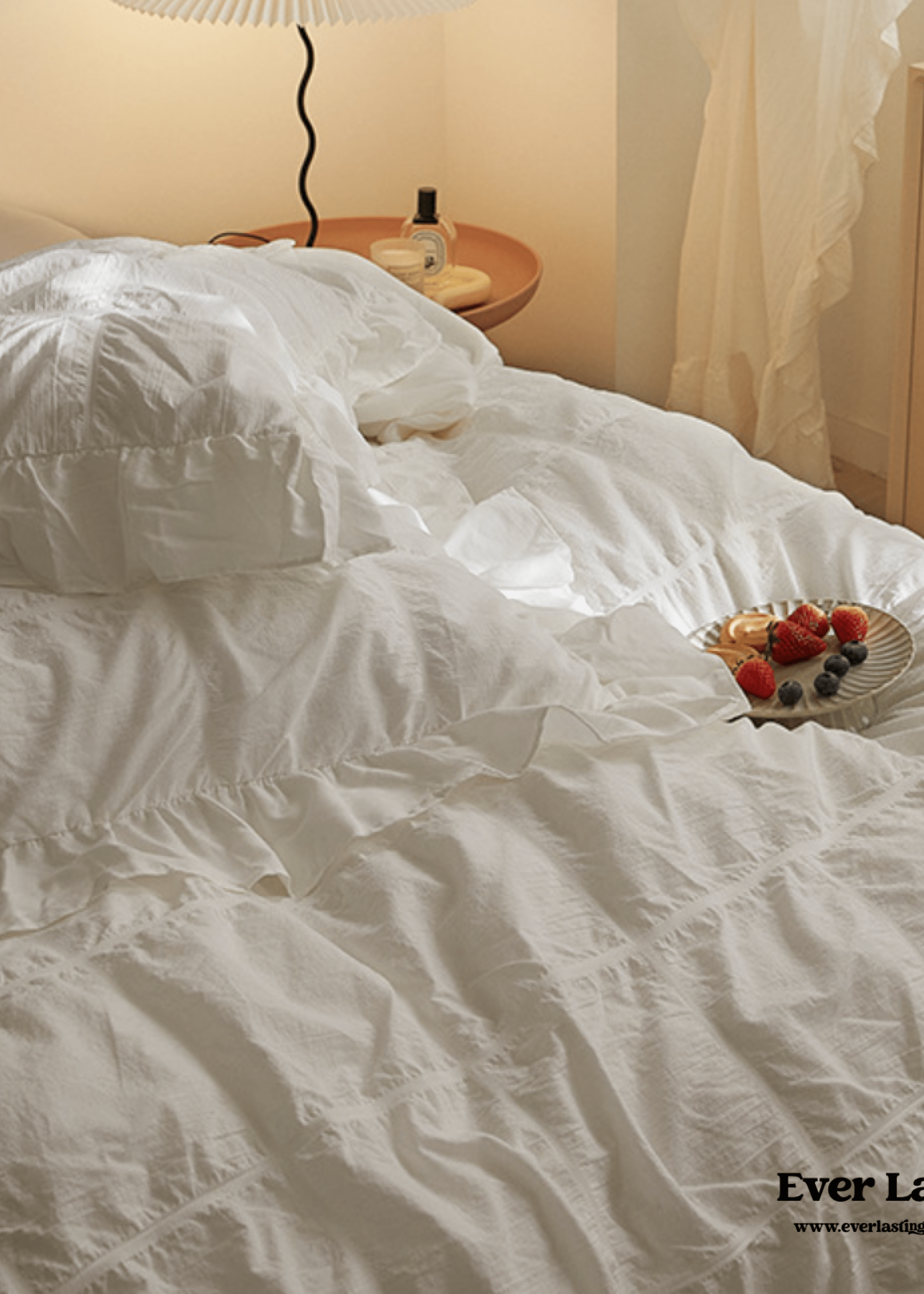  - Ever Lasting - Earth Tone Marshmallow Puff Ruffle Bedding Set / Pumpkin Brown - Bedding Set - Ever Lasting