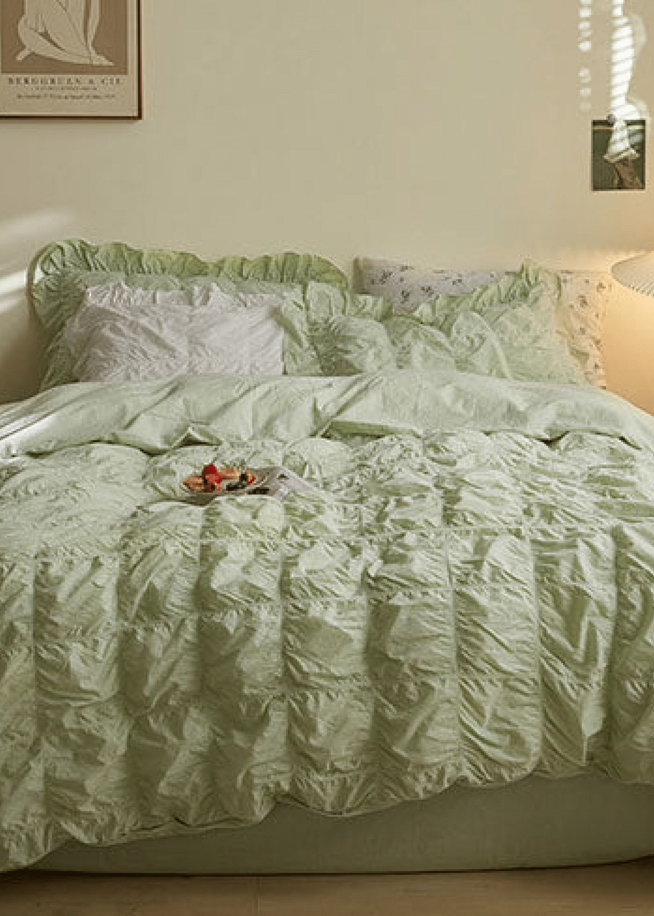  - Ever Lasting - Earth Tone Marshmallow Puff Ruffle Bedding Set / White - Bedding Set - Ever Lasting