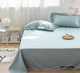 Earth Tone Ruffle Bedding Set / Vintage Blue