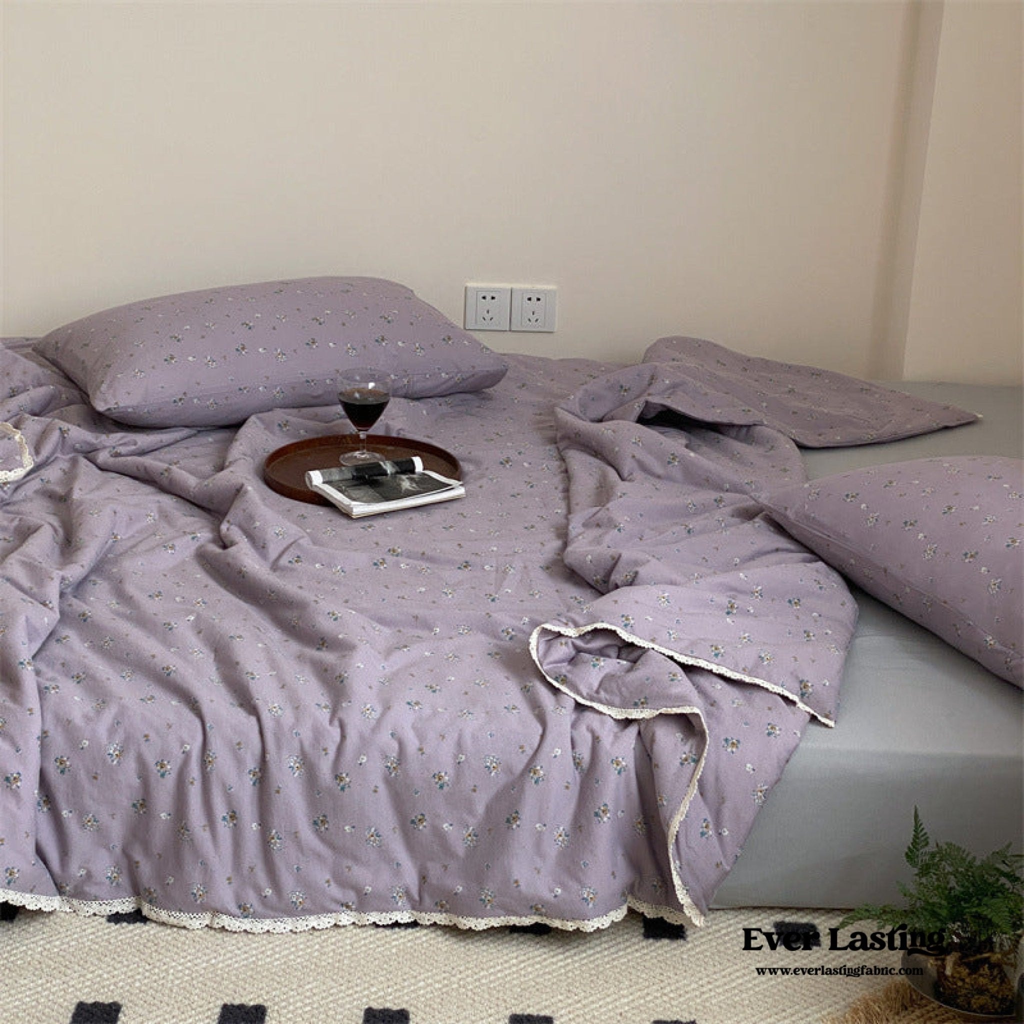 Earthy Cottagecore Floral Comforter Blanket Set / Blue - Ever Lasting