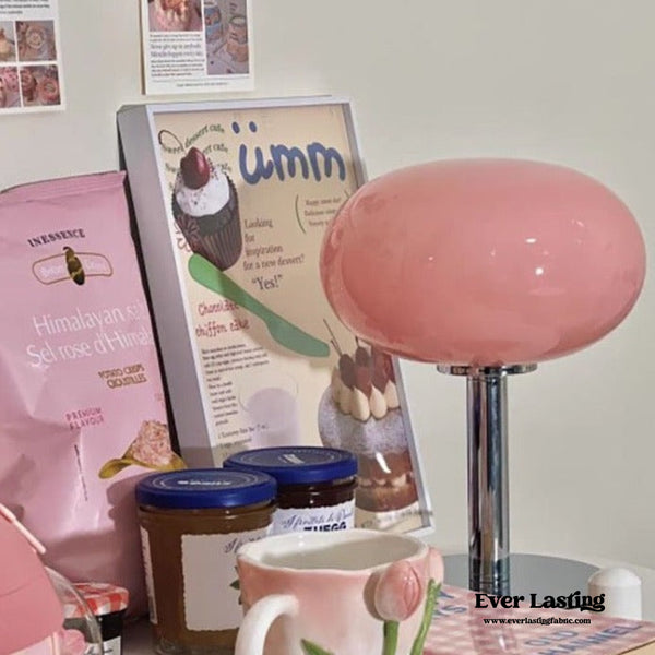 Egg Glass Lamp / Pink Light
