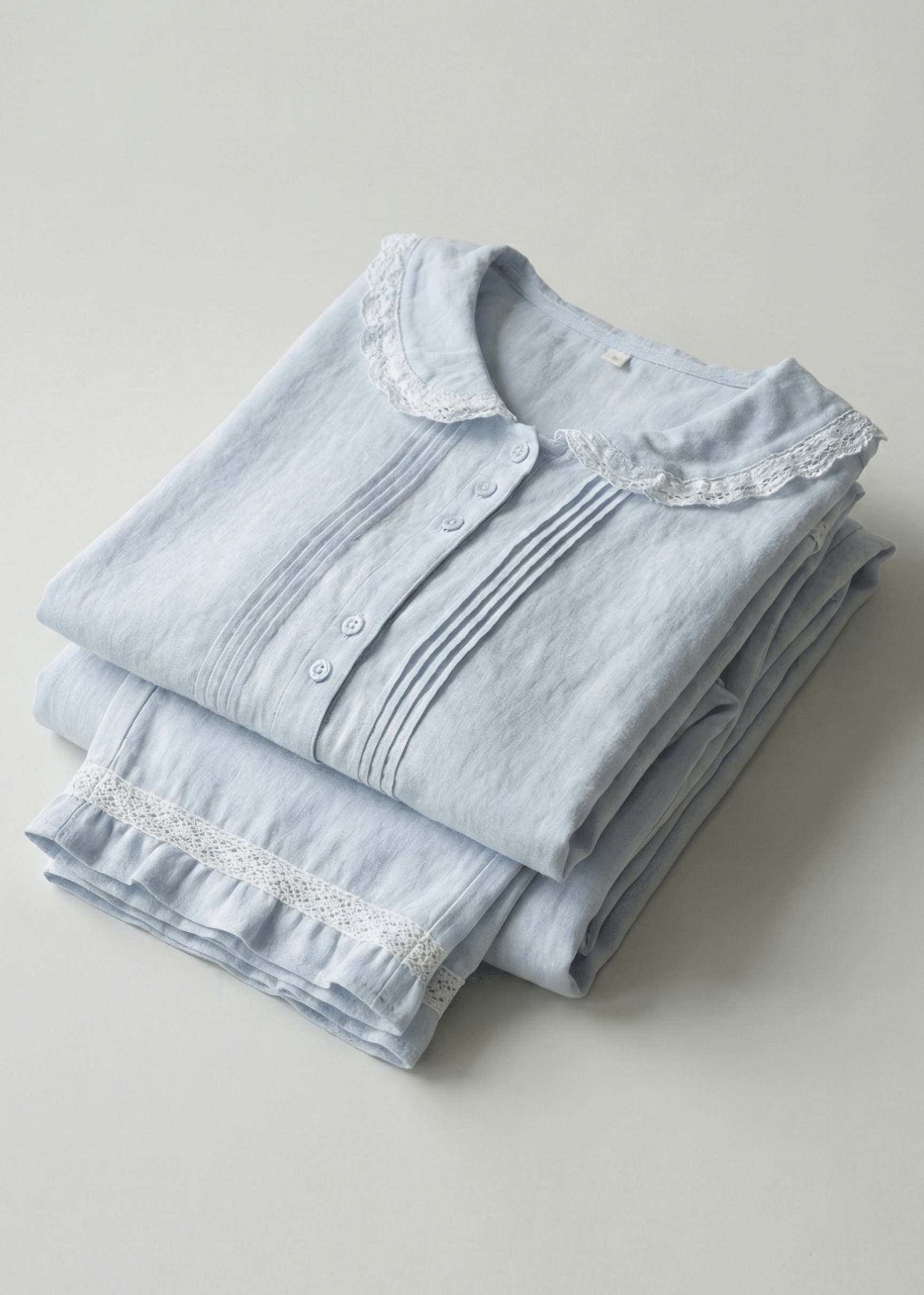  - Ever Lasting - Eira Ruffle Long Sleeve Pajama Set / Blue - Pajamas - Ever Lasting