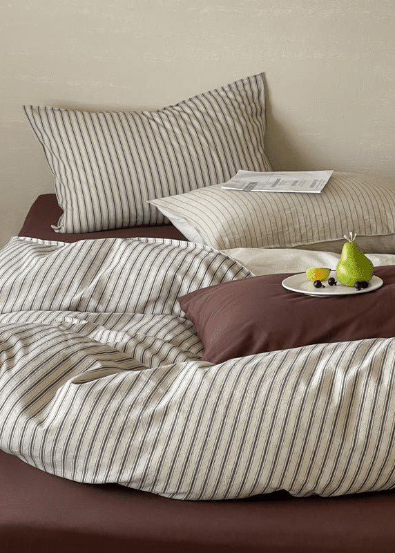  - Ever Lasting - Elina Striped Bedding Set / Black Stripes - Bedding Set - Ever Lasting