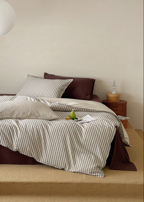 - Ever Lasting - Elina Striped Bedding Set / Black Stripes - Bedding Set - Ever Lasting