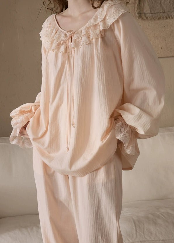  - Ever Lasting - Elise Ruffle Lounge Set / Soft Pink - Pajamas - Ever Lasting