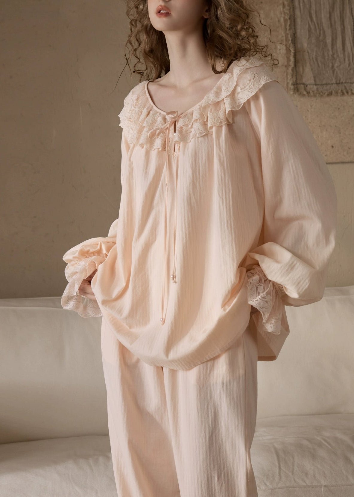  - Ever Lasting - Elise Ruffle Lounge Set / Soft Pink - Pajamas - Ever Lasting