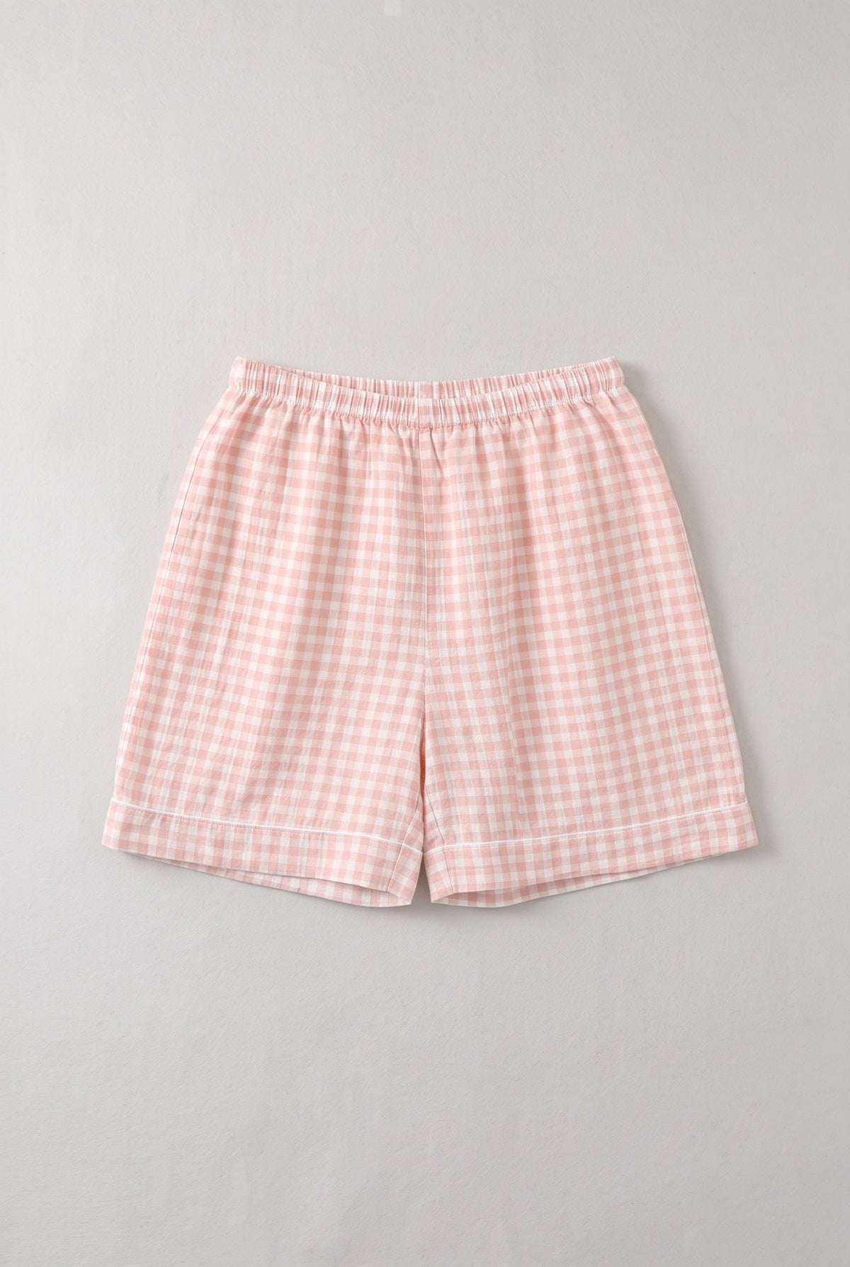 -Ever Lasting - Elle Vintage Inspired Gingham Shorts Pajama Set / Light Pink -Pajamas -Ever Lasting