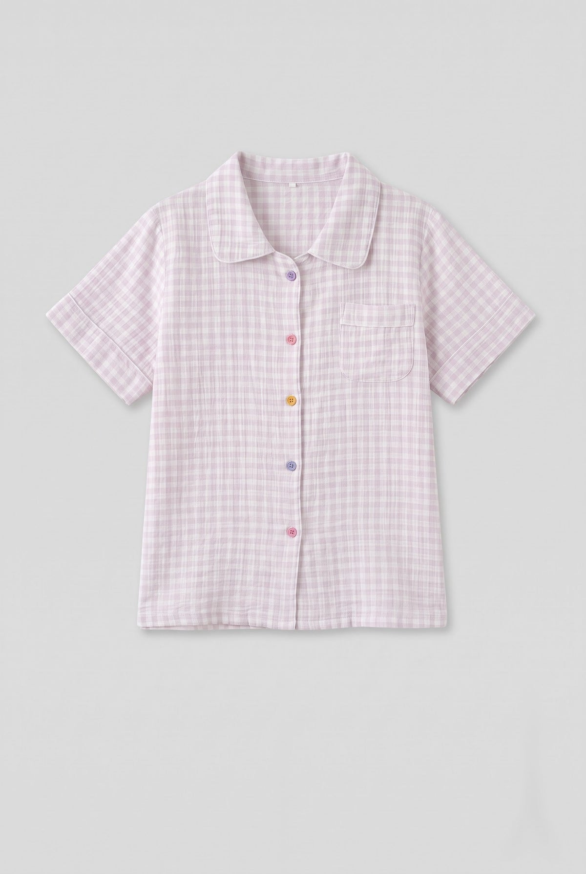 -Ever Lasting - Elle Vintage Inspired Gingham Shorts Pajama Set / Light Purple -Pajamas -Ever Lasting