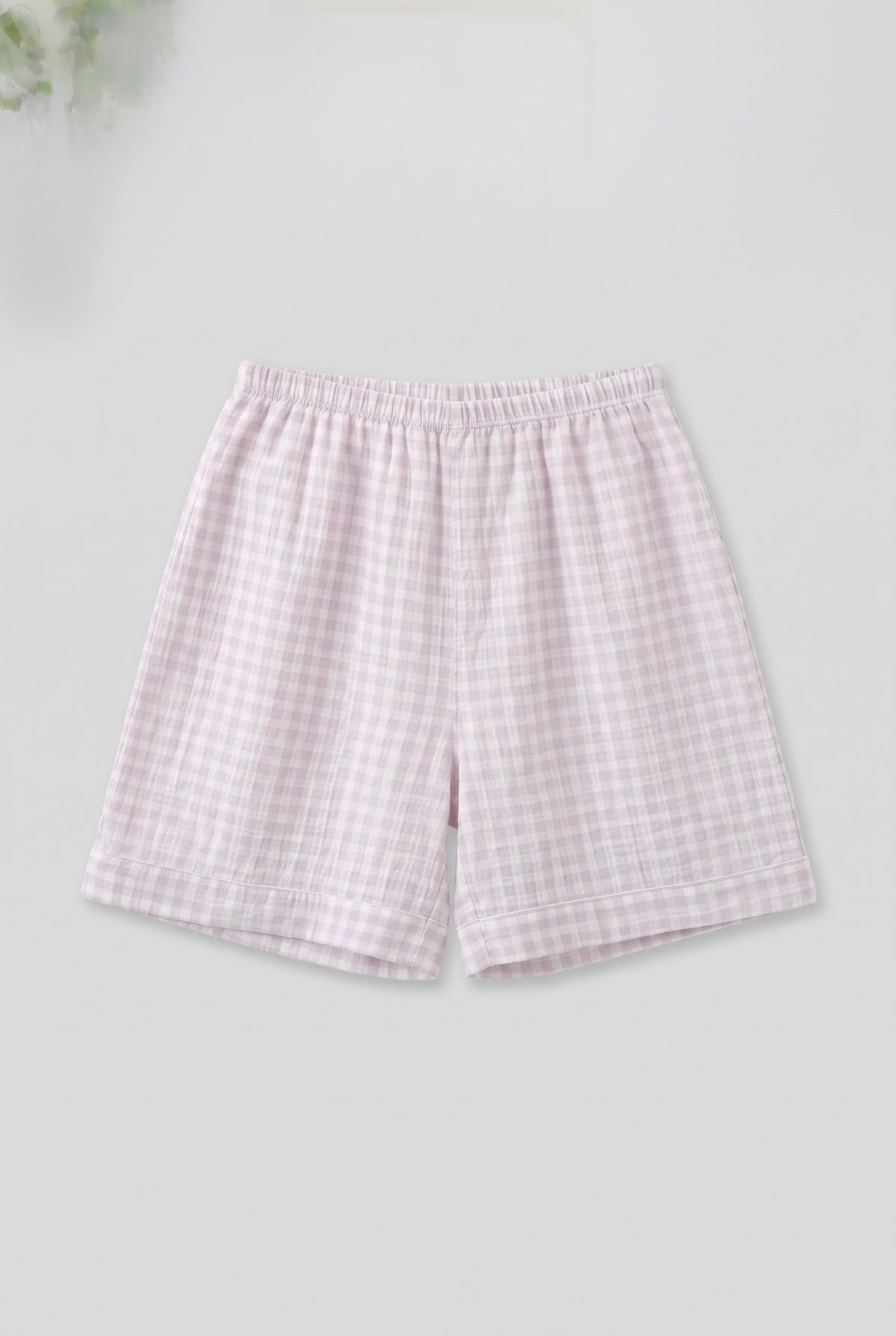 -Ever Lasting - Elle Vintage Inspired Gingham Shorts Pajama Set / Light Purple -Pajamas -Ever Lasting