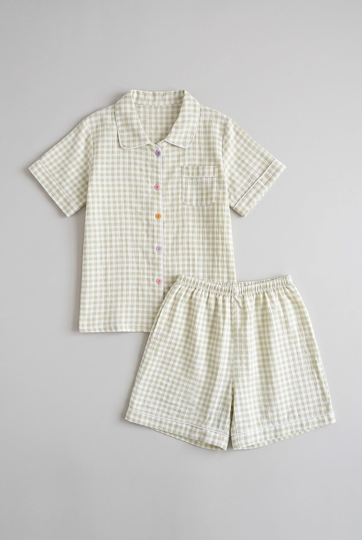 -Ever Lasting - Elle Vintage Inspired Gingham Shorts Pajama Set / Matcha Green -Pajamas -Ever Lasting