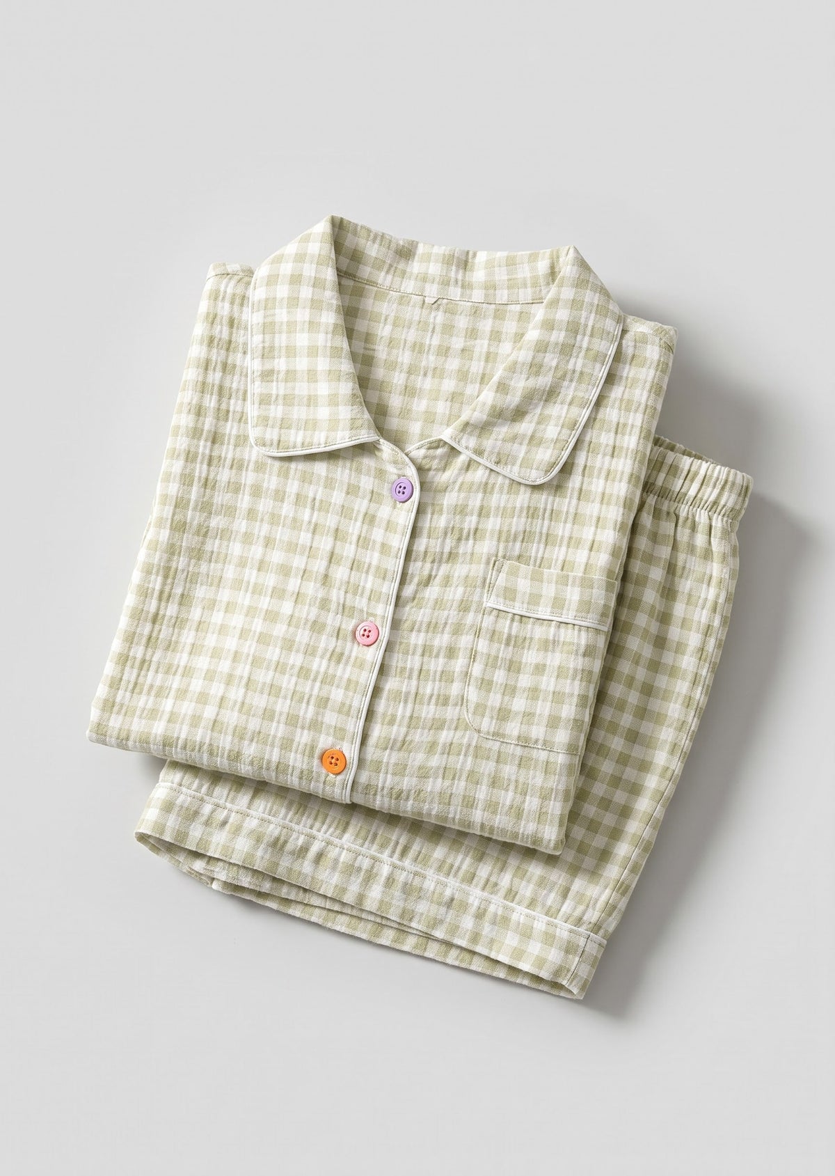 -Ever Lasting - Elle Vintage Inspired Gingham Shorts Pajama Set / Matcha Green -Pajamas -Ever Lasting