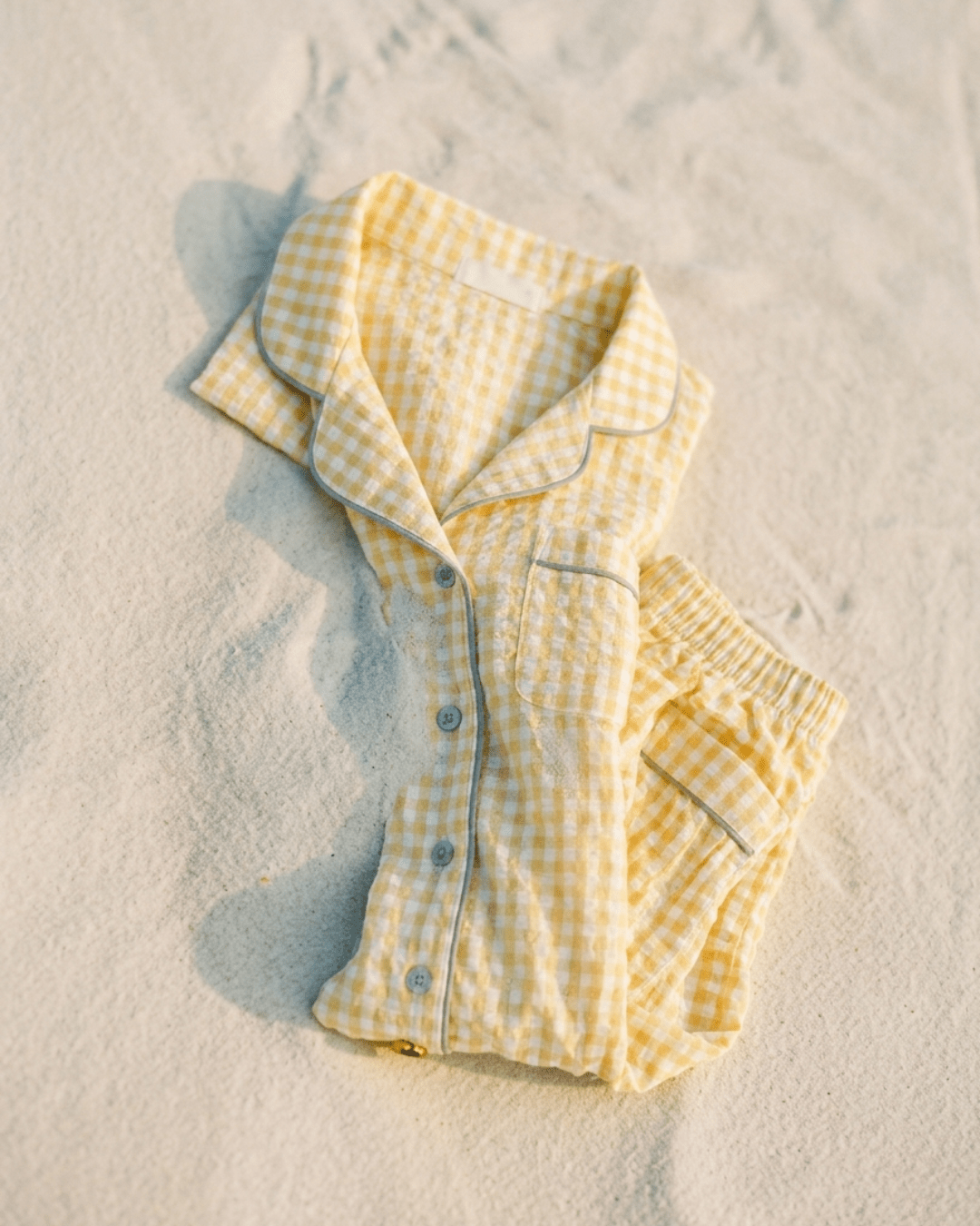  - Ever Lasting - Elle Vintage Inspired Gingham Shorts Pajama Set / Yellow - Pajamas - Ever Lasting