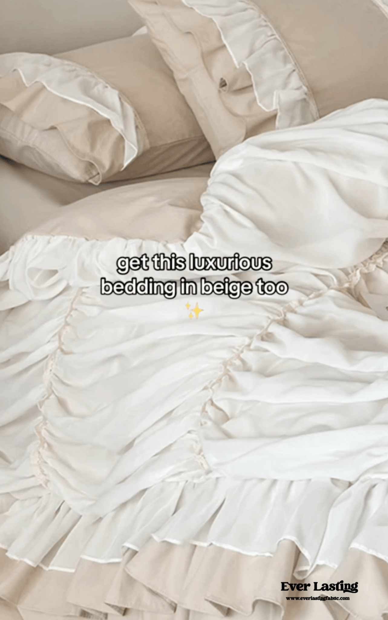 Élodie Silky Coquette Ruffled Bedding Set / White - Ever Lasting