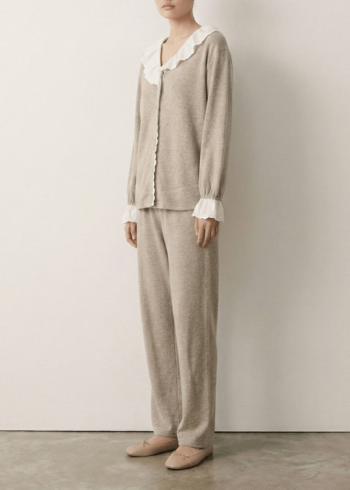  - Ever Lasting - Elora Towel Velvet Lace Lounge Set / Oatmeal - Pajamas - Ever Lasting