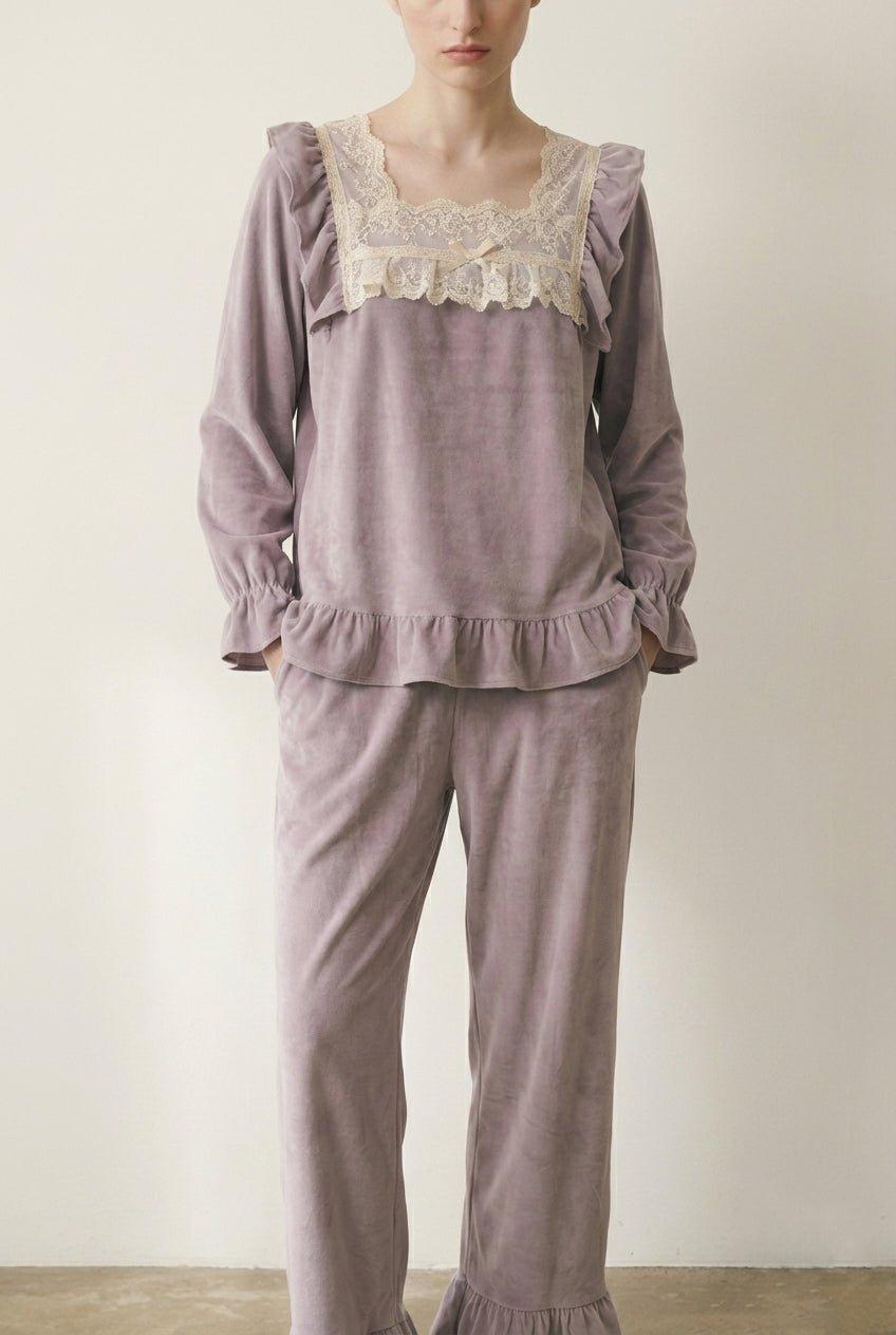  - Ever Lasting - Eloria Velvet Pajama Set / Purple - Pajamas - Ever Lasting