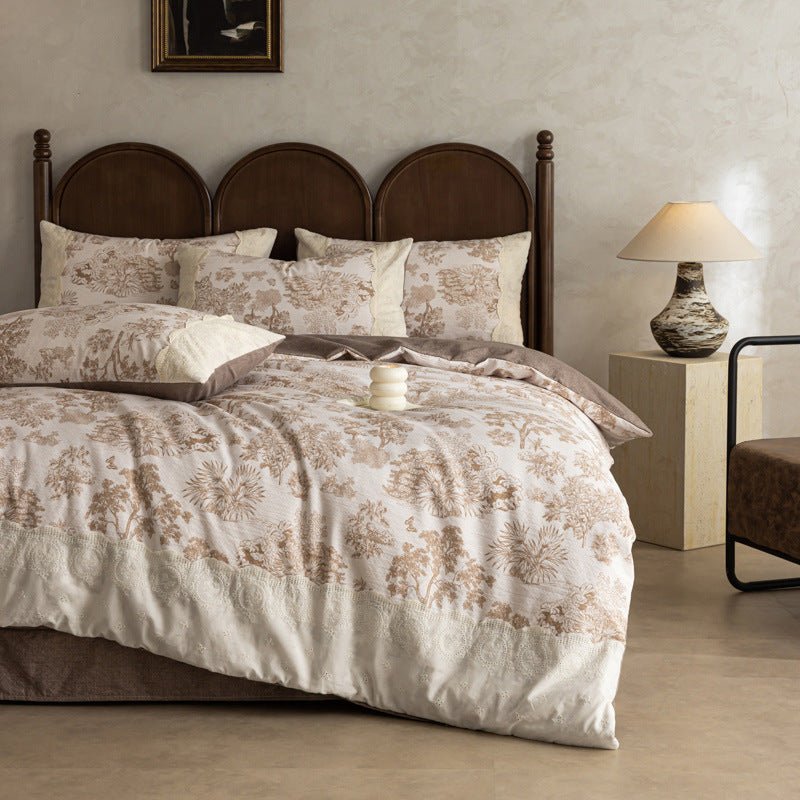  - Ever Lasting - Elowen Plant Floral Bedding Set / Dark Brown - Bedding Set - Ever Lasting