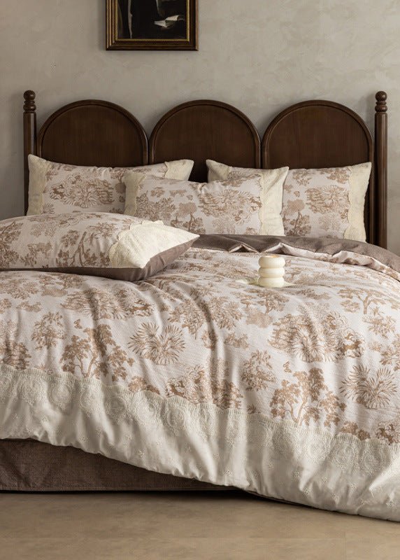  - Ever Lasting - Elowen Plant Floral Bedding Set / Dark Brown - Bedding Set - Ever Lasting