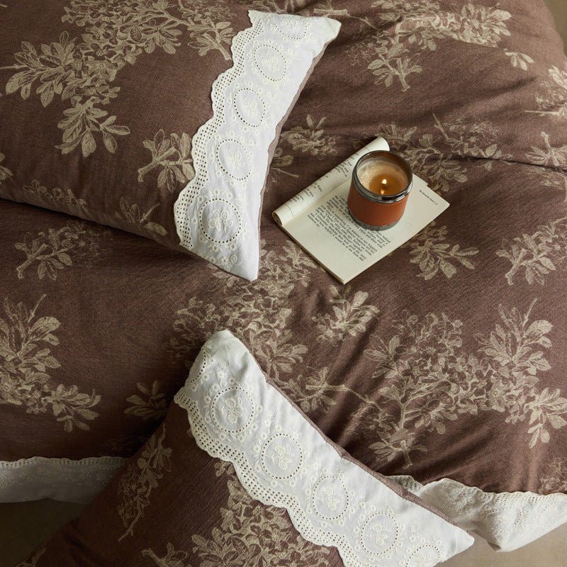  - Ever Lasting - Elowen Plant Floral Bedding Set / Dark Brown - Bedding Set - Ever Lasting