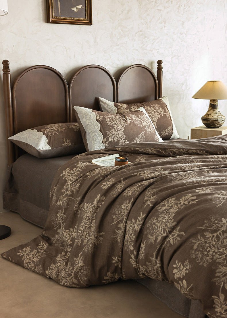  - Ever Lasting - Elowen Plant Floral Bedding Set / Dark Brown - Bedding Set - Ever Lasting