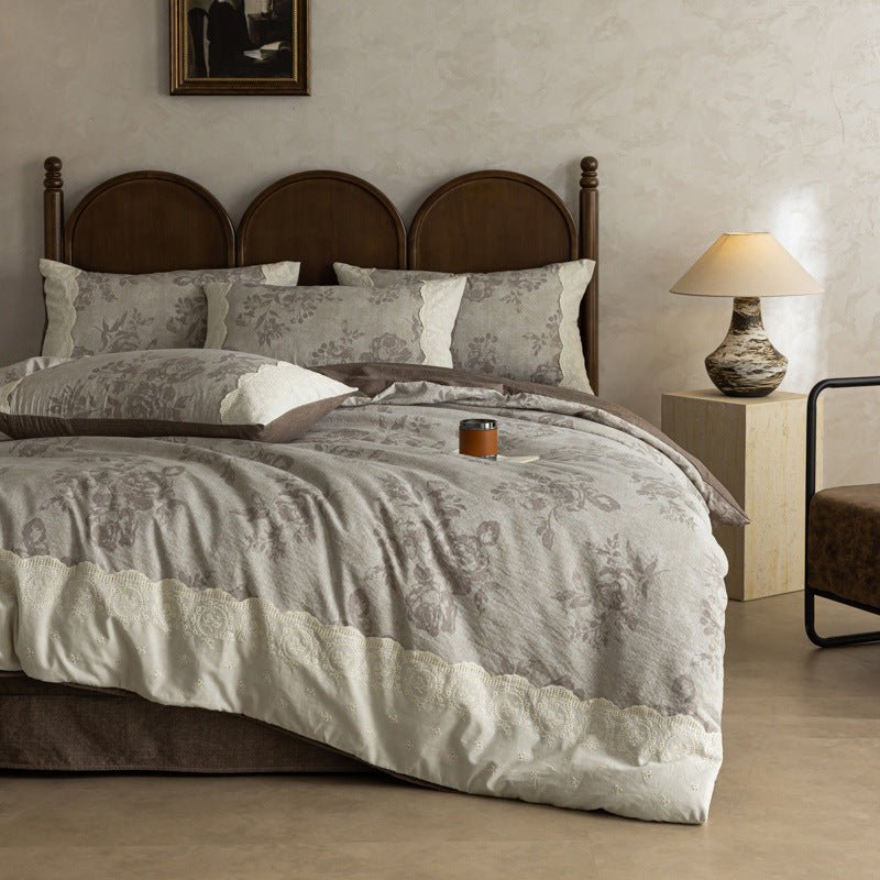  - Ever Lasting - Elowen Plant Floral Bedding Set / Dark Brown - Bedding Set - Ever Lasting