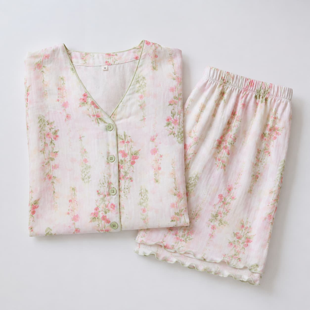 -Ever Lasting - Elunet Shorts & Long-Pant Floral Pajama Set / Pink -Pajamas -Ever Lasting