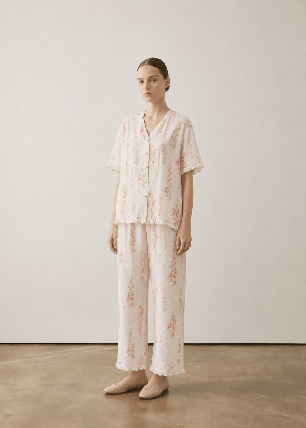 -Ever Lasting - Elunet Shorts & Long-Pant Floral Pajama Set / Pink -Pajamas -Ever Lasting