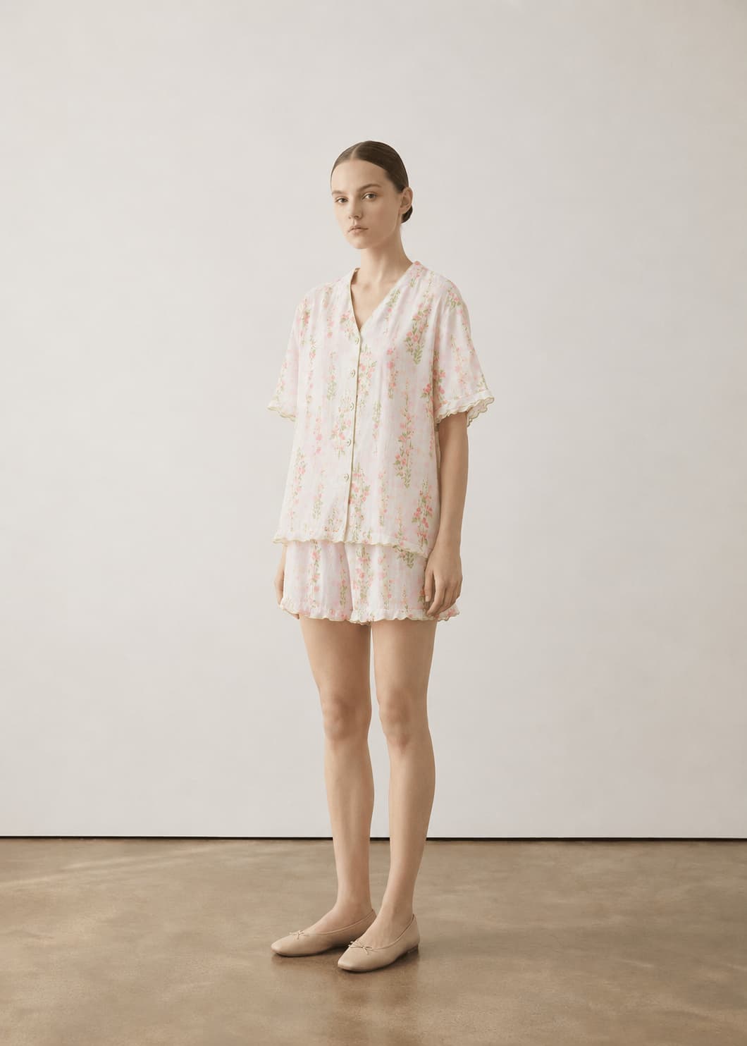 -Ever Lasting - Elunet Shorts & Long-Pant Floral Pajama Set / Pink -Pajamas -Ever Lasting