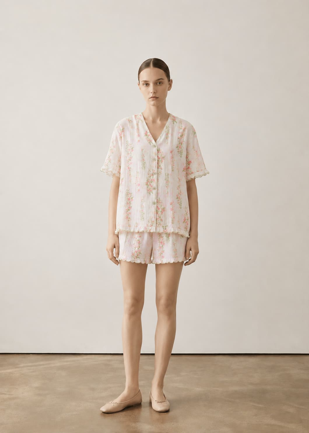 -Ever Lasting - Elunet Shorts & Long-Pant Floral Pajama Set / Pink -Pajamas -Ever Lasting