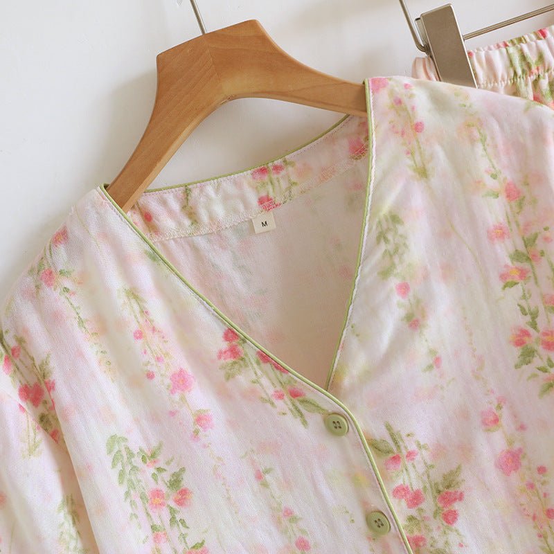 -Ever Lasting - Elunet Shorts & Long-Pant Floral Pajama Set / Pink -Pajamas -Ever Lasting