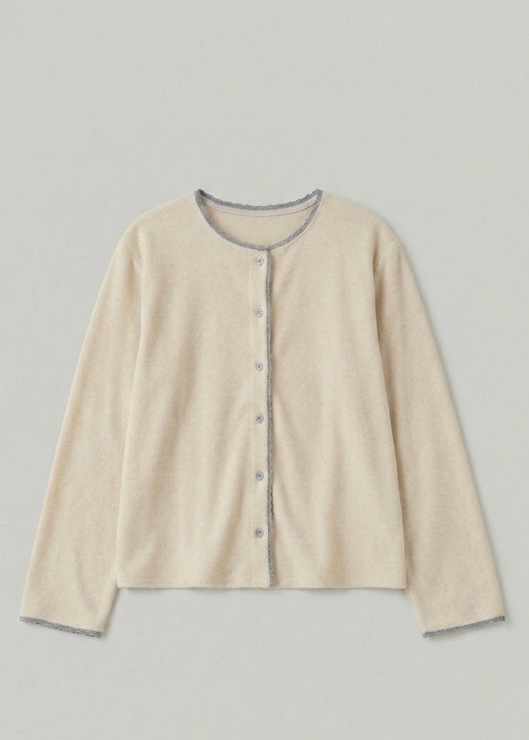  - Ever Lasting - Elva Long - Sleeve Velvet Pajama Set / Beige - Pajamas - Ever Lasting