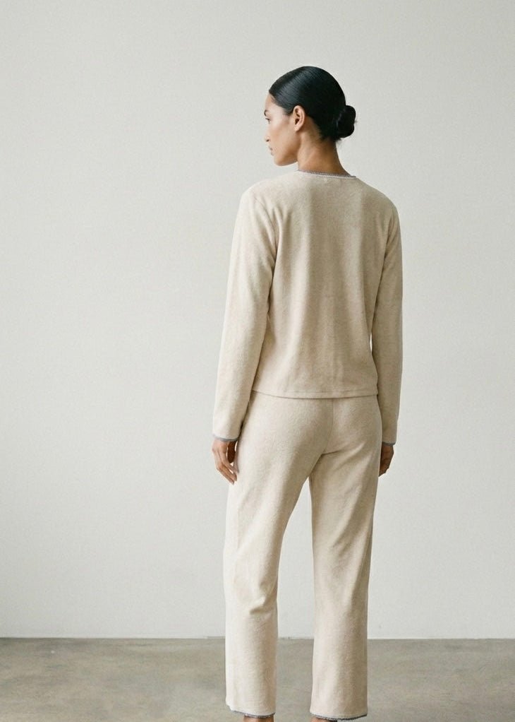  - Ever Lasting - Elva Long - Sleeve Velvet Pajama Set / Beige - Pajamas - Ever Lasting