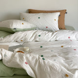 Embroidered Jacquard Polka Dotted Bedding Bundle Green / Small Fitted