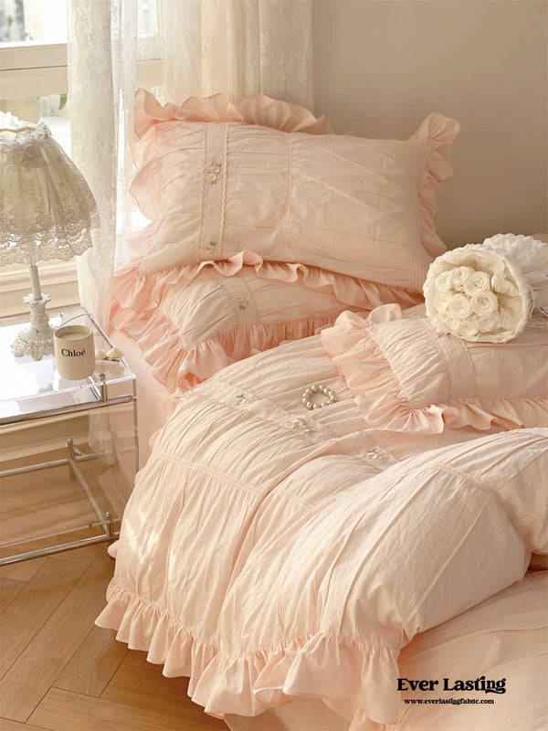 Embroidered Lace Ruffle Bedding Bundle