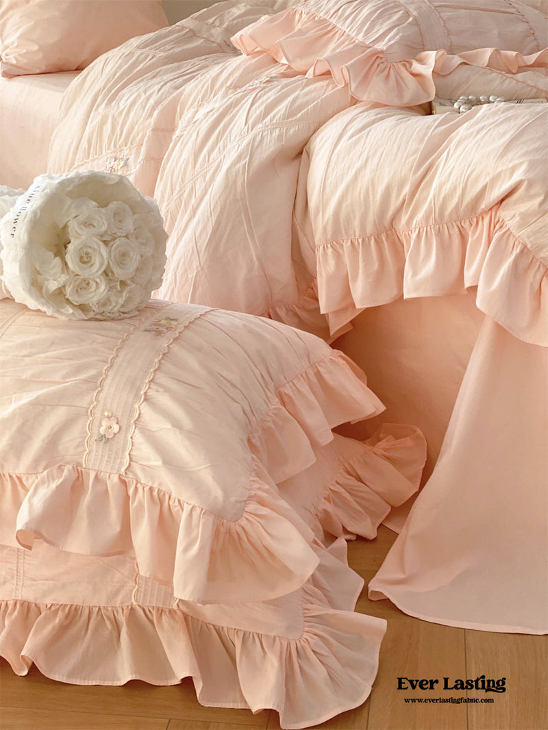 Embroidered Lace Ruffle Bedding Bundle