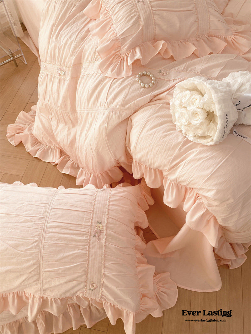 Embroidered Lace Ruffle Bedding Bundle