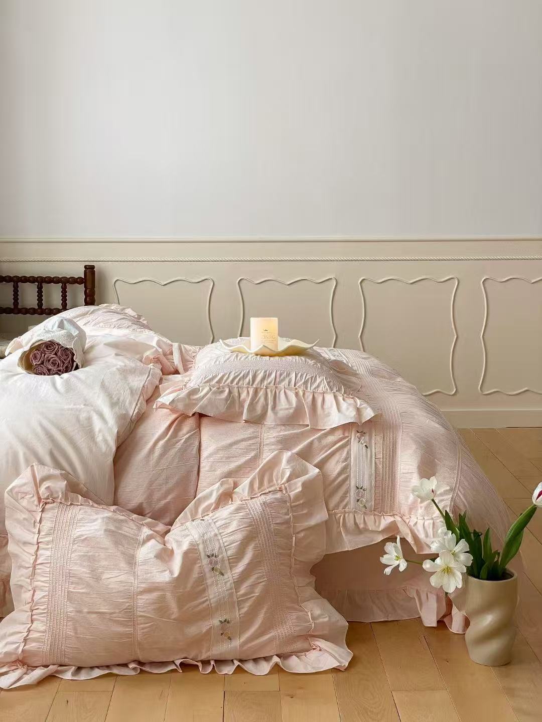  - Ever Lasting - Embroidered Lace Ruffle Bedding Bundle - Bedding Bundle - Ever Lasting