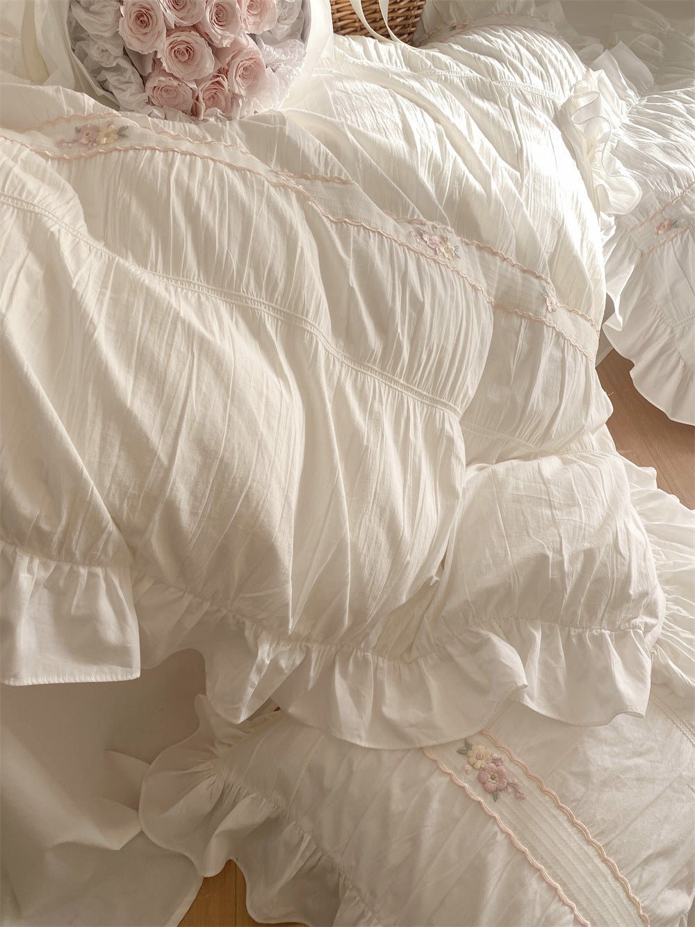  - Ever Lasting - Embroidered Lace Ruffle Bedding Bundle - Bedding Bundle - Ever Lasting