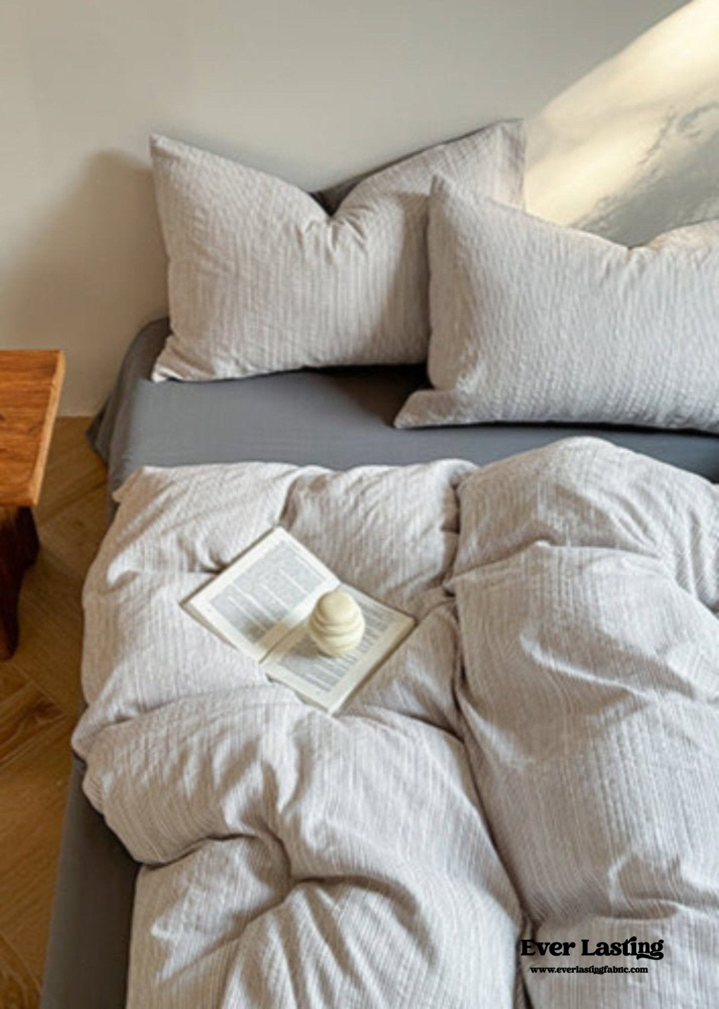 Emma Duo Striped Jacquard Bedding Set / Brown - Ever Lasting