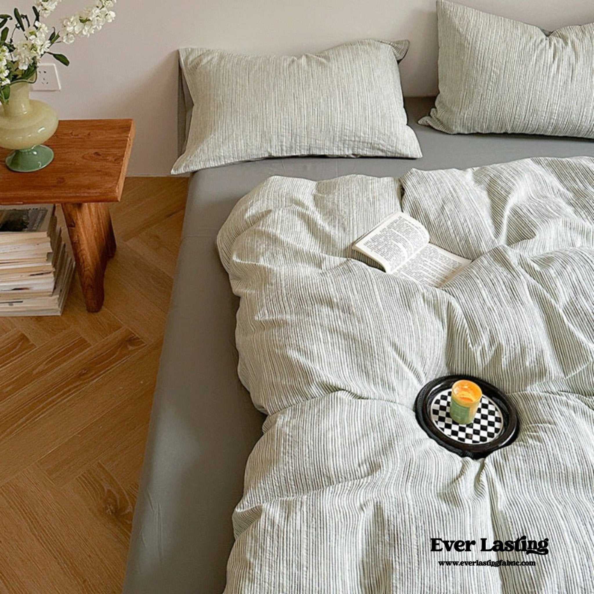 Emma Duo Striped Jacquard Bedding Set / Cream - Ever Lasting