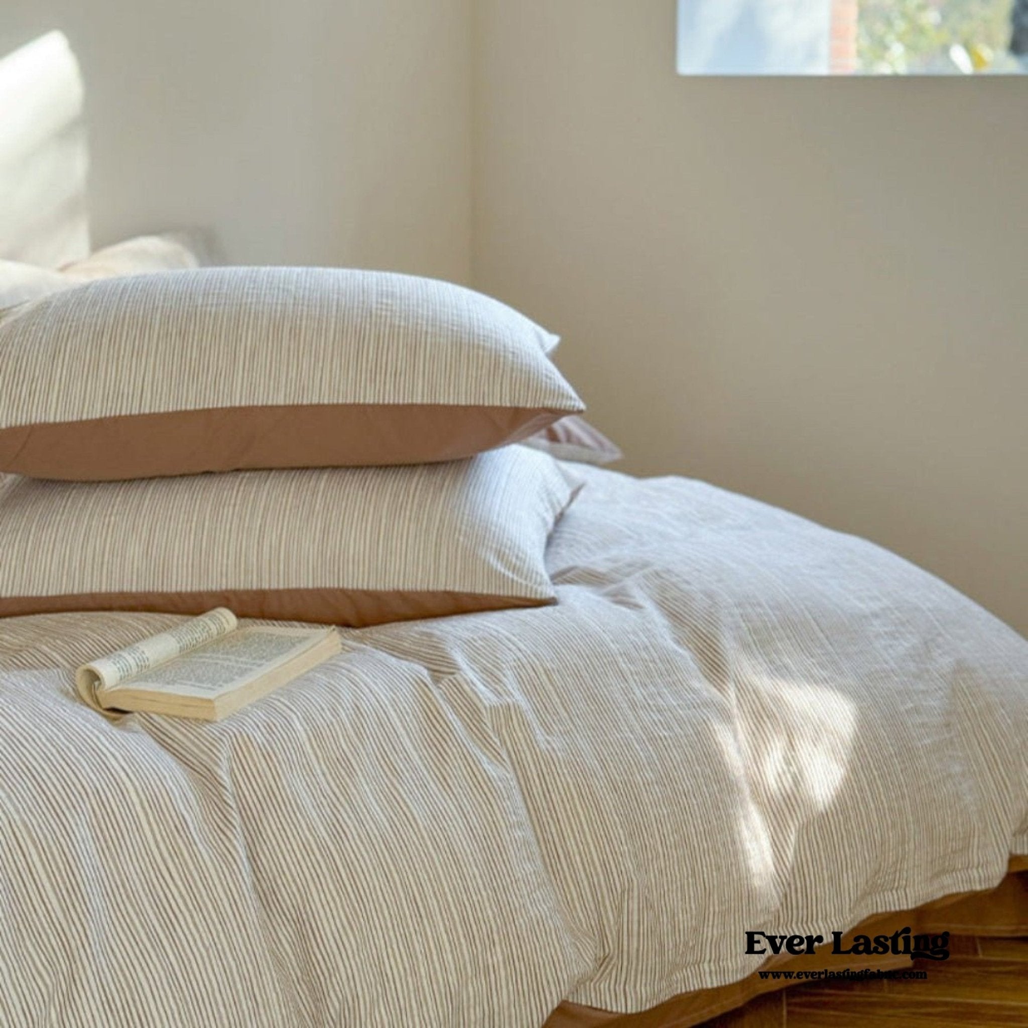 Emma Duo Striped Jacquard Bedding Set / Cream - Ever Lasting