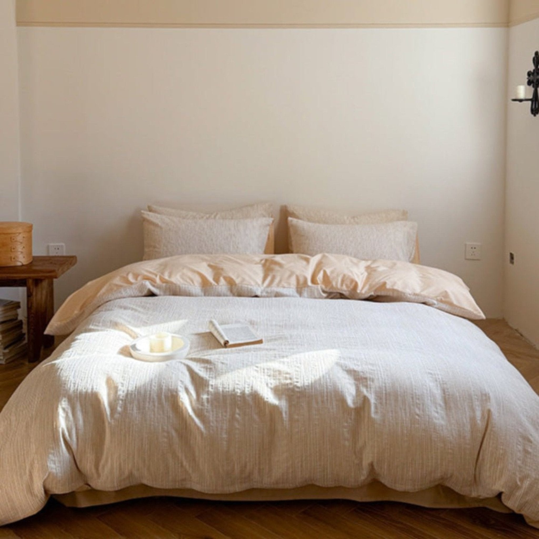 Emma Duo Striped Jacquard Bedding Set / Cream - Ever Lasting