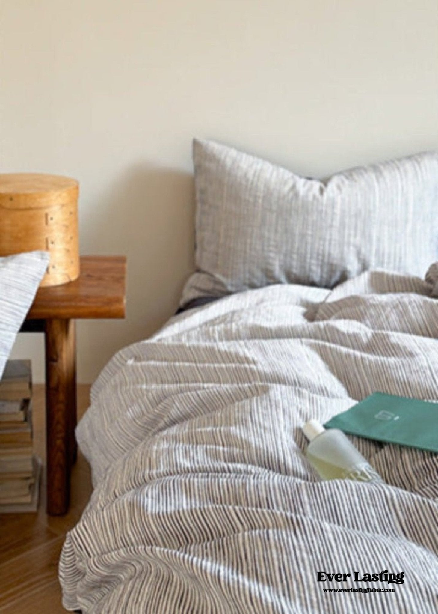 Emma Duo Striped Jacquard Bedding Set / Cream - Ever Lasting