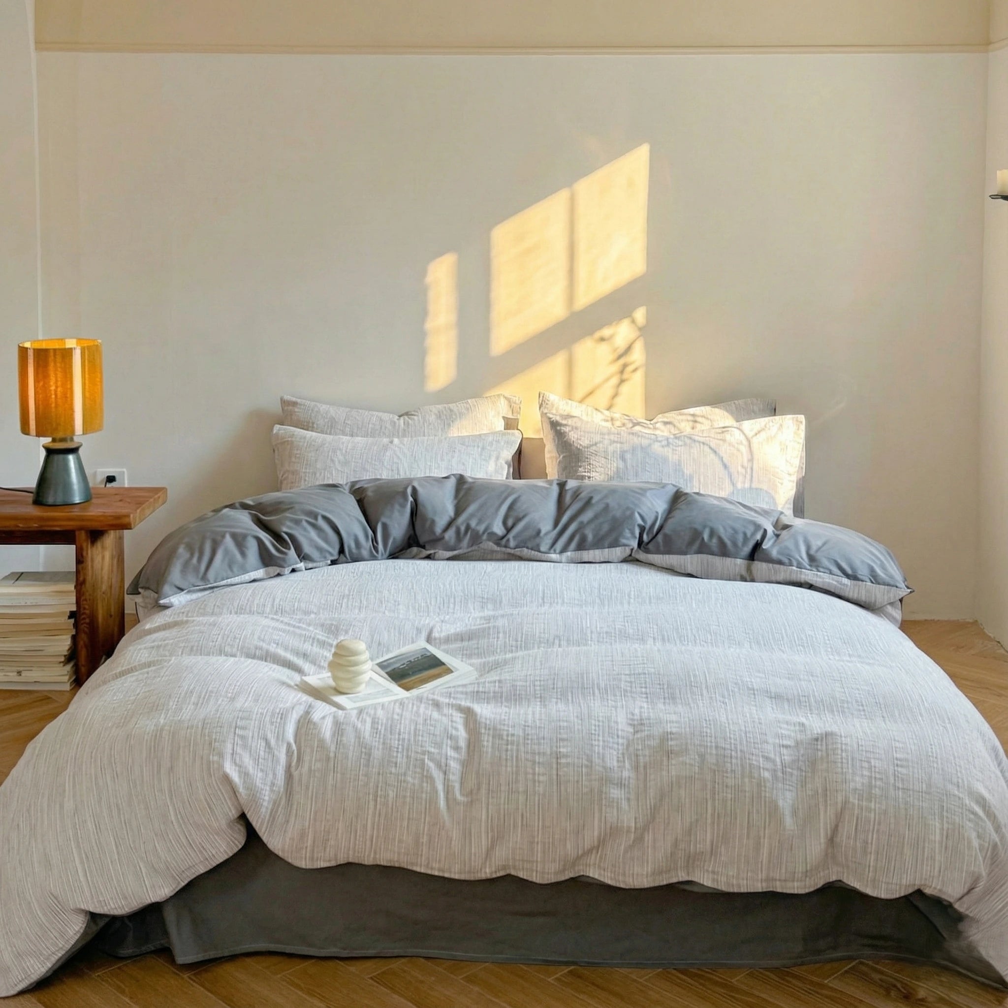 Emma Duo Striped Jacquard Bedding Set / Gray - Ever Lasting