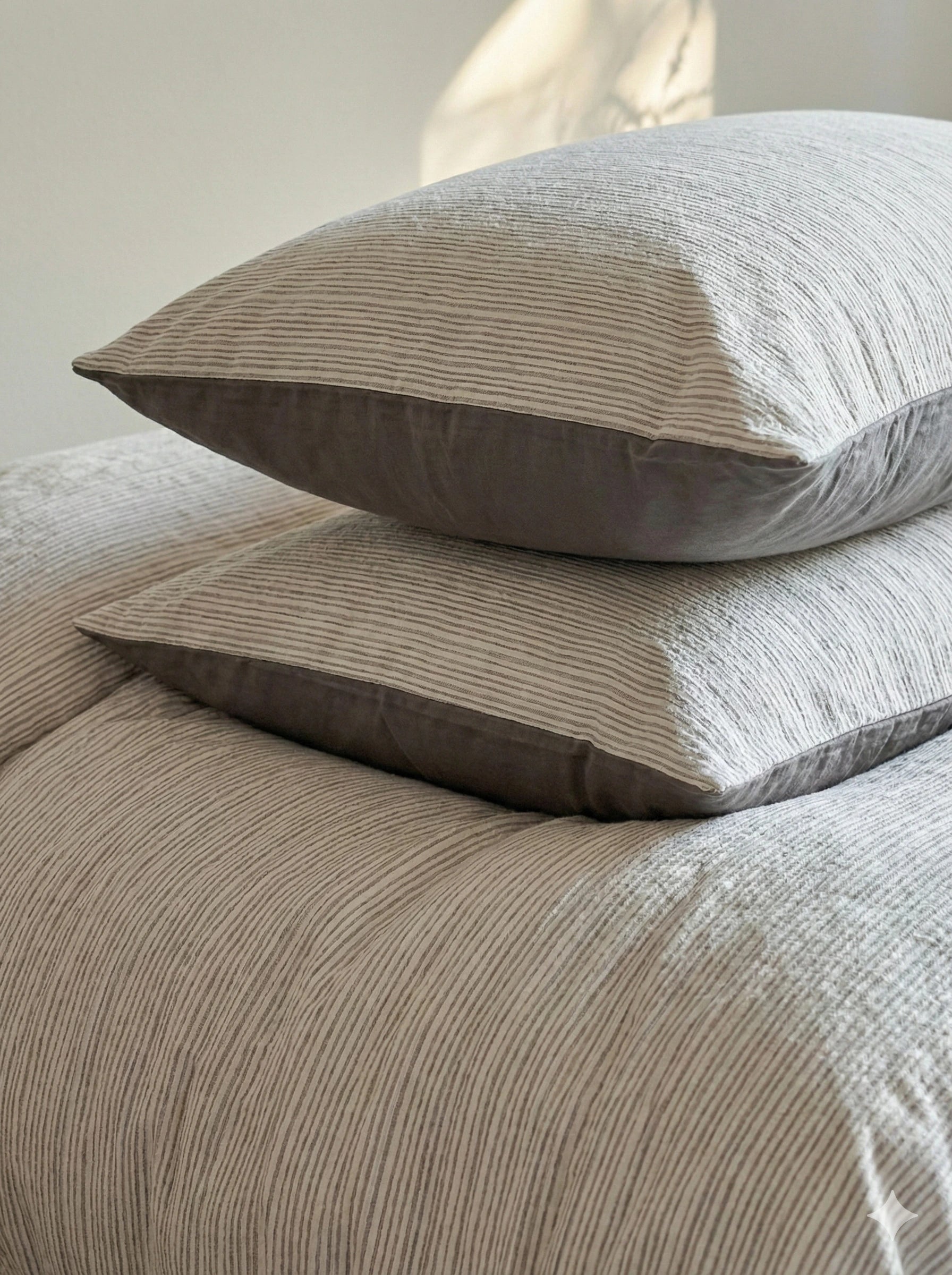  - Ever Lasting - Emma Duo Striped Jacquard Bedding Set / Gray - Bedding Set - Ever Lasting