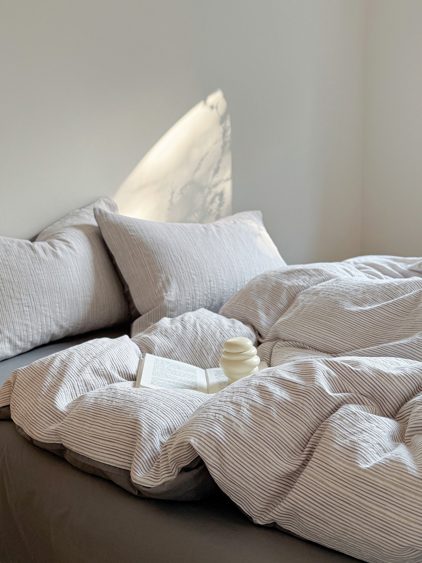  - Ever Lasting - Emma Duo Striped Jacquard Bedding Set / Gray - Bedding Set - Ever Lasting