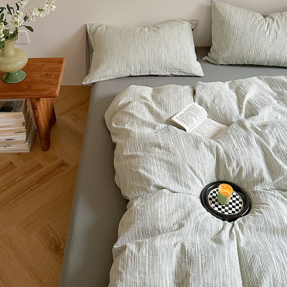 Emma Duo Striped Jacquard Bedding Set / Green - Ever Lasting