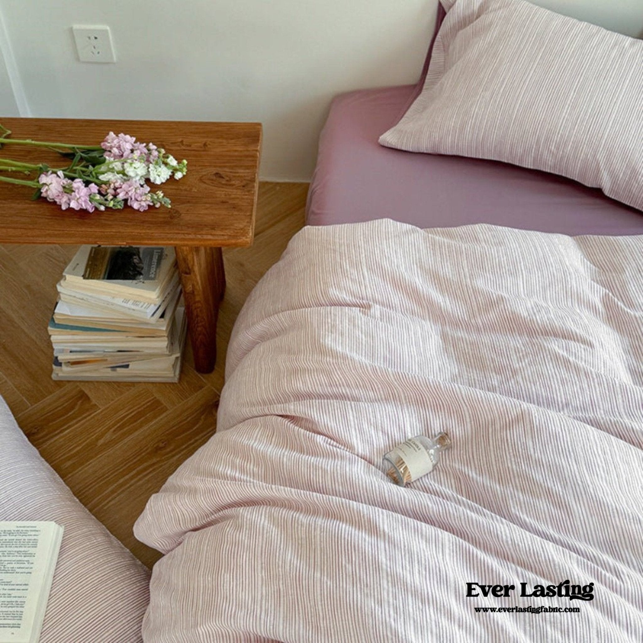 Emma Duo Striped Jacquard Bedding Set / Light Pink - Ever Lasting